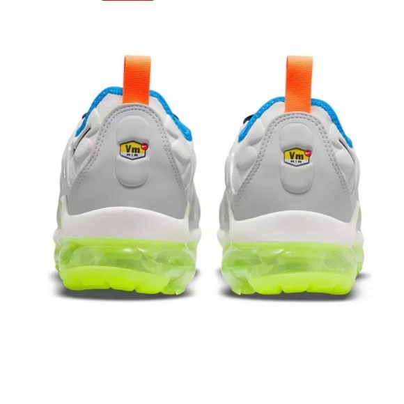 Nike Air VaporMax Plus Tennis Ball (Women Vapor Max Plus , Colors: Neon-Green, Grey, Orange, Blue, Size: Women 8